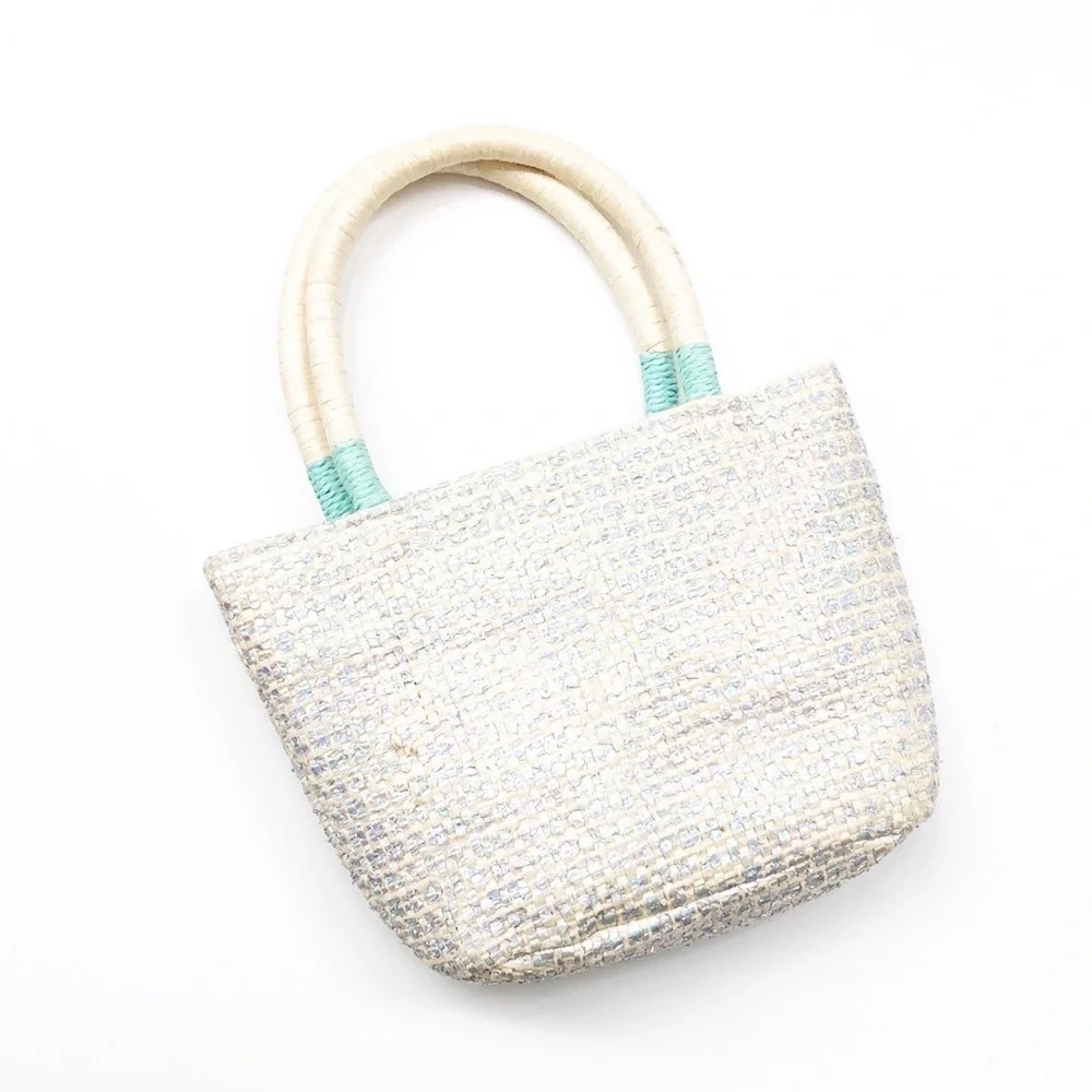 Cream/silver metallic little girls mini bag